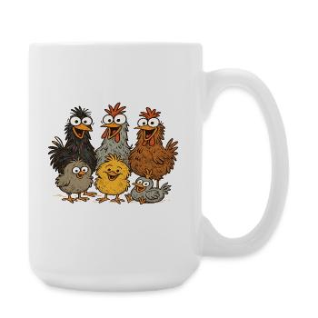 Bunte Hühner Cartoon Muster - Große Tasse 440 ml - Weiß - Rechts