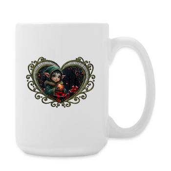 Weihnachtself im verzierten Herzen - Große Tasse 440 ml - Weiß - Rechts