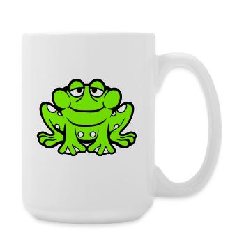 Frog toad smiles funny sitting comic happy - Large Mug 440 ml - white - Right