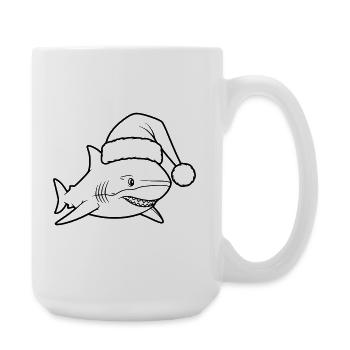 Christmas Shark Cartoon Illustration - Large Mug 440 ml - white - Right