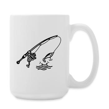 angeln fischen spinnrute petri heil logo - Large Mug 440 ml - white - Right