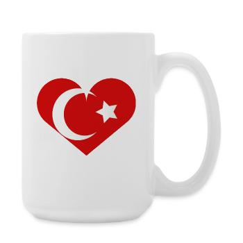 Heart-shaped Turkish flag - Large Mug 440 ml - white - Right