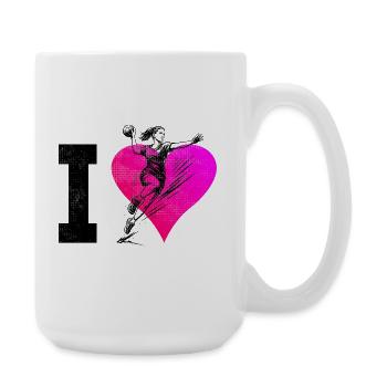 I love handball cool motif for handball for - Large Mug 440 ml - white - Right