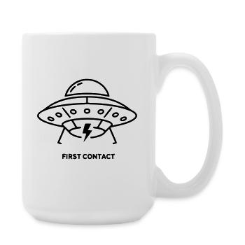 UFO First Contact Alien Blitz Vektor - Große Tasse 440 ml - Weiß - Rechts