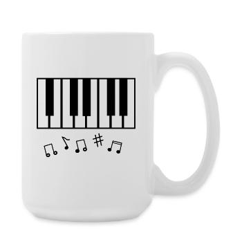 Klaviertasten_und_Notenzeichen - Large Mug 440 ml - white - Right