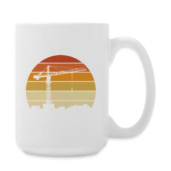 Crane Operator Retro Design – Construction Site & Construction Crane - Large Mug 440 ml - white - Right