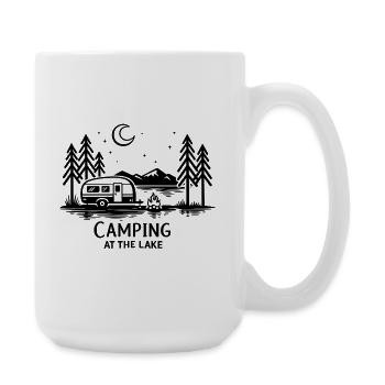 Mondnacht Camping im Wald - Große Tasse 440 ml - Weiß - Rechts