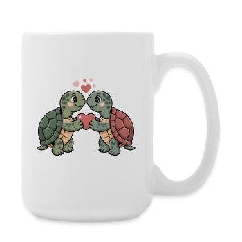 Turtle Couple Valentine's Day - Large Mug 440 ml - white - Right