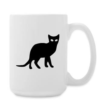 Cat Black Silhouette Gift Cat Lover - Large Mug 440 ml - white - Right