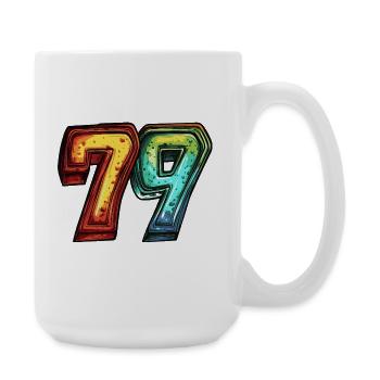 79 Zahl Bunt - Große Tasse 440 ml - Weiß - Rechts