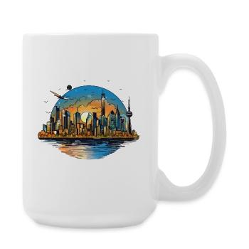 Sunset Skyline Reflection - Large Mug 440 ml - white - Right