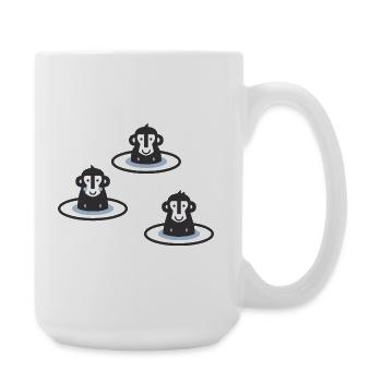 Trois macaques japonais dans l’onsen, il est bleu - Grande tasse 440 ml - blanc - Droite
