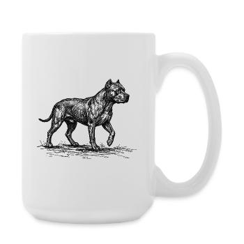 Pitbull Sketch – Minimalist Dog Design - Large Mug 440 ml - white - Right