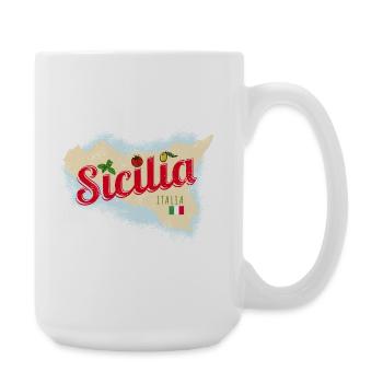 Sizilien Italien Vintage Insel Souvenir mit Fahne - Große Tasse 440 ml - Weiß - Rechts