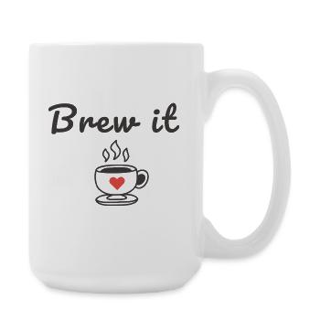 Brew It Coffee Quote Cute Minimal Cup Design - Large Mug 440 ml - white - Right