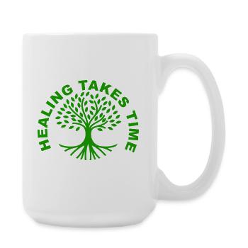 Healing Takes Time Mental Health Awareness Shirt - Large Mug 440 ml - white - Right