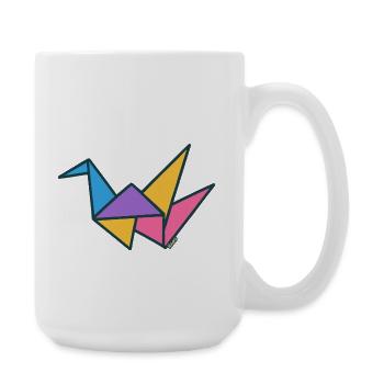 Colorful Origami Crane Geometry - Large Mug 440 ml - white - Right