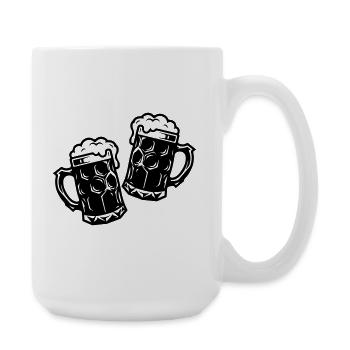 Bierkrug Anstossen Symbol Prost - Große Tasse 440 ml - Weiß - Rechts