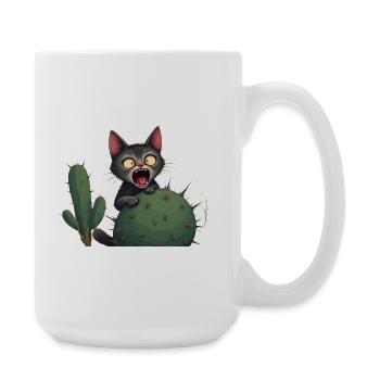 Little accident - Cat and cactus - Große Tasse 440 ml - Weiß - Rechts
