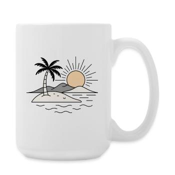 Minimal Tropical Island Sunset Vacation Design - Large Mug 440 ml - white - Right