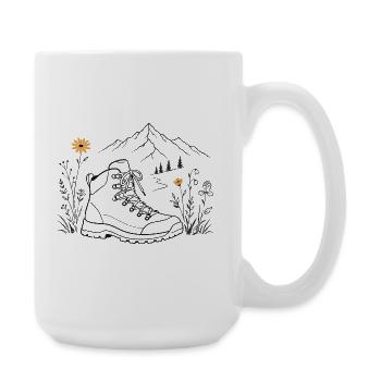 Wanderstiefel am Bergpfad - Große Tasse 440 ml - Weiß - Rechts