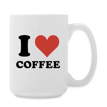 Ich liebe Kaffee Zitat - Große Tasse 440 ml - Weiß - Rechts