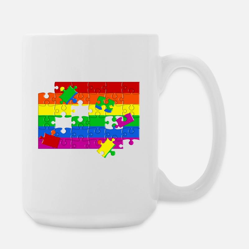LGTBQ+ Flag Puzzle - Large Mug 440 ml - white