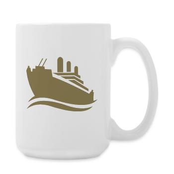 Cruise Ship Silhouette Minimalist Sea - Large Mug 440 ml - white - Right