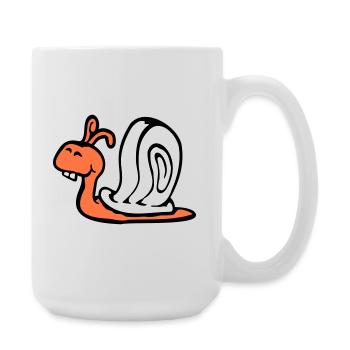 Schnecke Hasenzähne niedlich süß glücklich lustig - Große Tasse 440 ml - Weiß - Rechts
