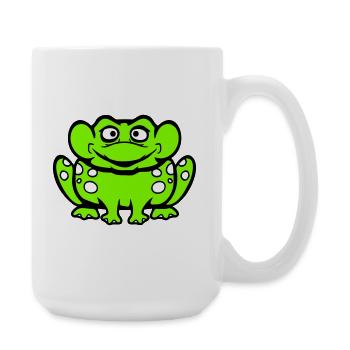 grenouille crapaud rire drôle idiot effronté assis bande dessinée - Grande tasse 440 ml - blanc - Droite