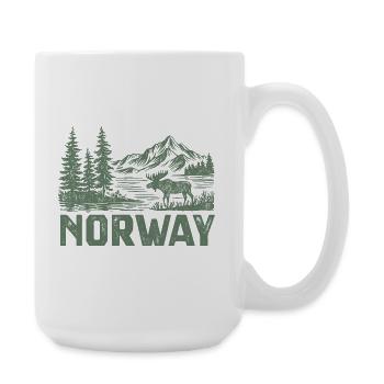 Norwegian forest landscape with moose - Large Mug 440 ml - white - Right