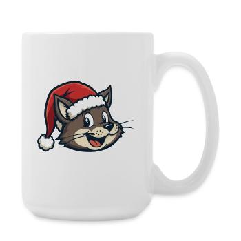 Chat au chapeau de Père Noël - Grande tasse 440 ml - blanc - Droite