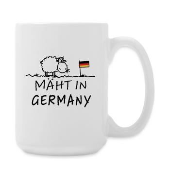 Mäht in Germany – Lustiger Schaf Spruch - Große Tasse 440 ml - Weiß - Rechts