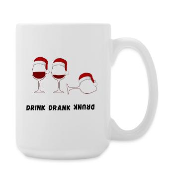 Drink Drank Drunk – Ugly Christmas Sweater Style - Large Mug 440 ml - white - Right