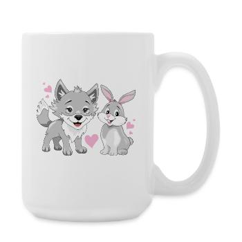 Bébé loup heureux et mignon lapin souriant - Grande tasse 440 ml - blanc - Droite