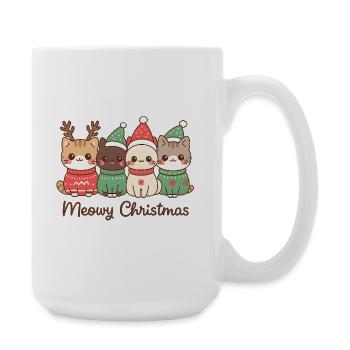 Miauige Weihnachtskatze Squad, Kätzchen - Große Tasse 440 ml - Weiß - Rechts