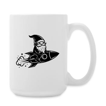 Wichtel reitet Rakete Cartoon Illustration - Große Tasse 440 ml - Weiß - Rechts