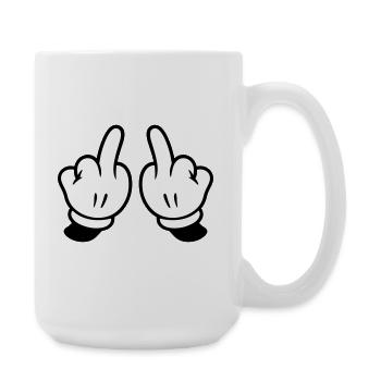 Mittelfinger Hand Frech - Große Tasse 440 ml - Weiß - Rechts