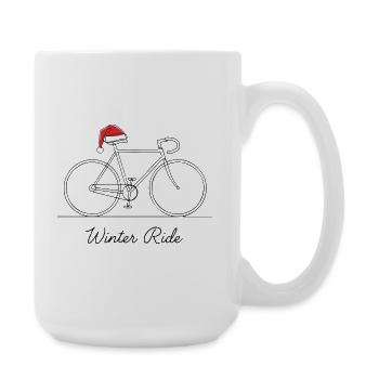 Winter Ride Bicycle Outline - Large Mug 440 ml - white - Right