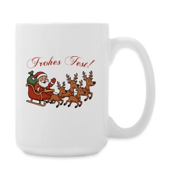 Merry celebration with reindeer sleigh - Large Mug 440 ml - white - Right