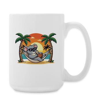 Lustiger Koala im Strand-Hängematten-Sommerurlaub - Große Tasse 440 ml - Weiß - Rechts