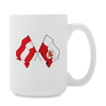 Austria & Tyrol Flag Crossed - Large Mug 440 ml - white - Right