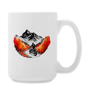 Motorcyclists in the mountains in autumn - Large Mug 440 ml - white - Right