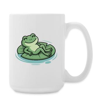 Chill frog on leaf pillow - Large Mug 440 ml - white - Right