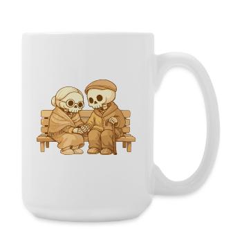 Cozy Skeleton Couple on Bench – Love for Life - Large Mug 440 ml - white - Right