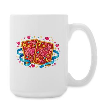 67 Six Seven Herz Spielkarte Valentinstag - Große Tasse 440 ml - Weiß - Rechts