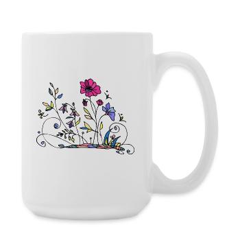 Fleur - Grande tasse 440 ml - blanc - Droite