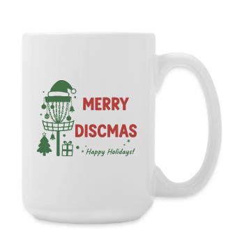 Merry Discmas Happy Holidays Disc Golf Basket - Large Mug 440 ml - white - Right