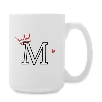 Buchstabe m Kronenherz - Große Tasse 440 ml - Weiß - Rechts