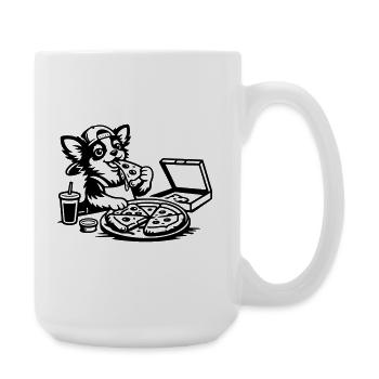 Chihuahua Pizza Eating Kids - Large Mug 440 ml - white - Right
